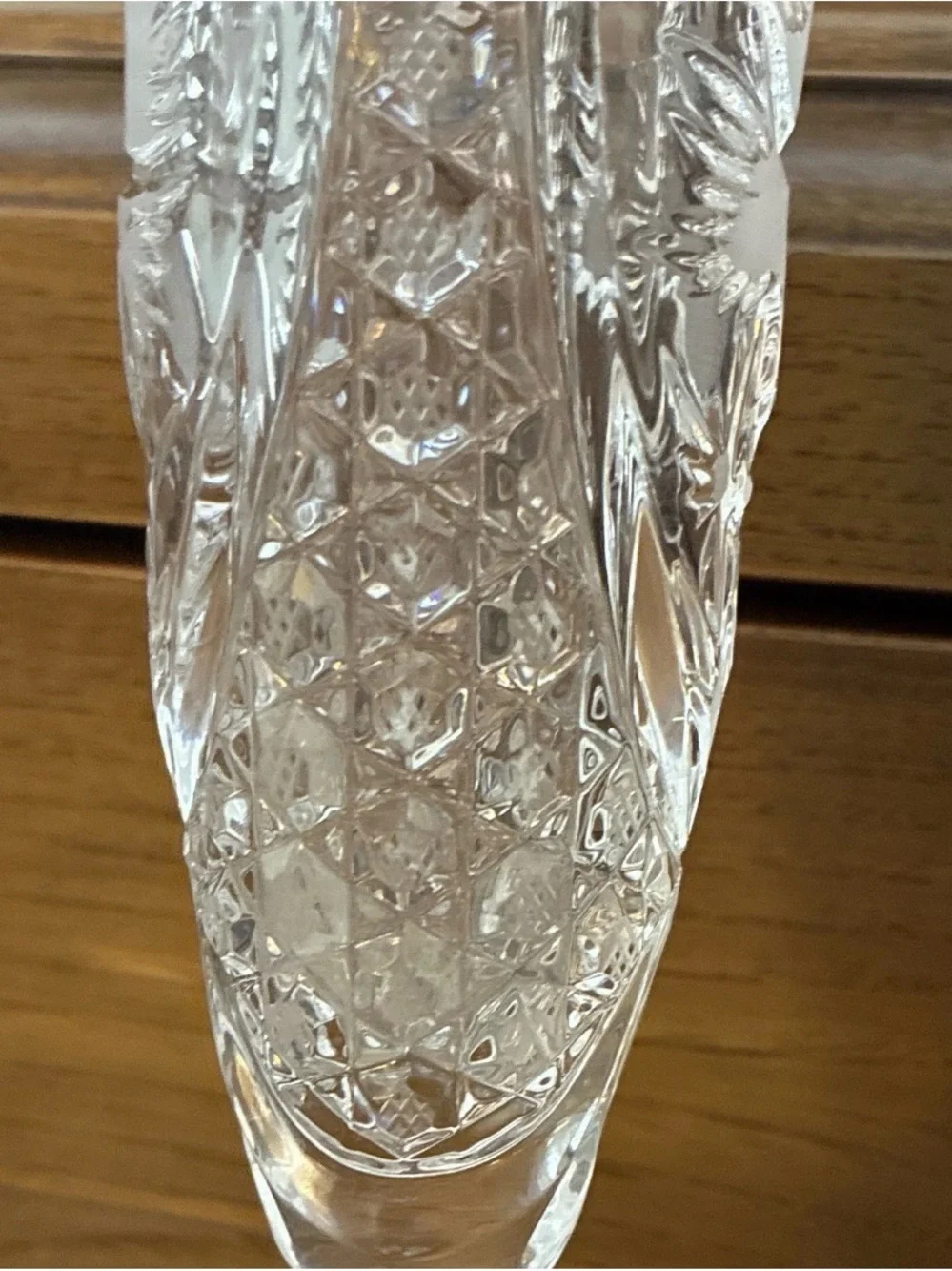 Hofbauer Crystal Vase 9.5” West Germany Botanical Sawtooth Rim RARE Pinecone